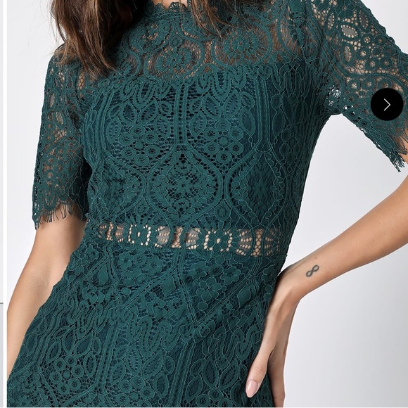 Green Sheer Lace Mini Dress - Picture 4 of 10